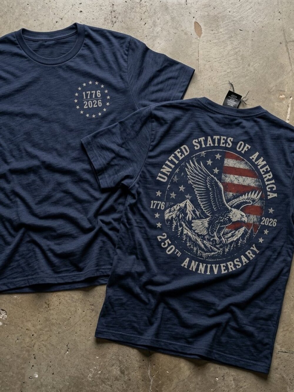 America 250 Shirt, 250th Anniversary, Patriotic Eagle Tee, Front And Back Print
